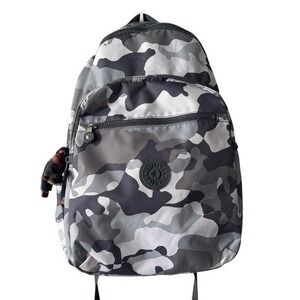 Kipling Seoul Large 17" H Backpack w Laptop Sleeve Cool Camo Grey KIB2P7 NWOT